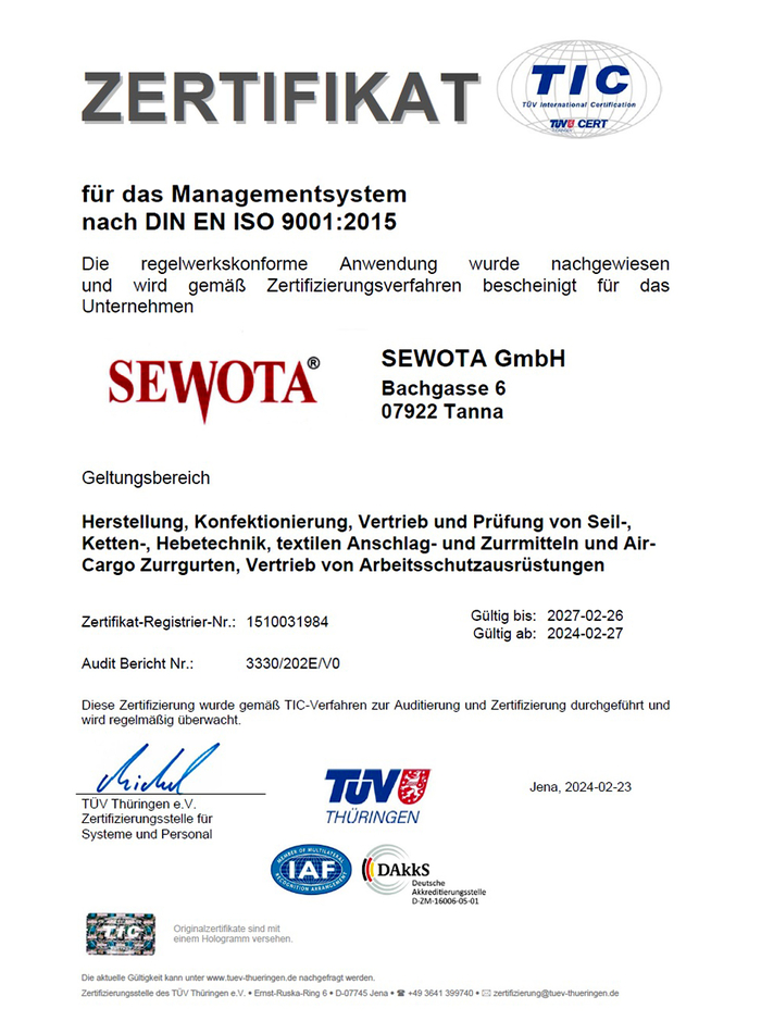 ISO 9001 Zertifikat deu